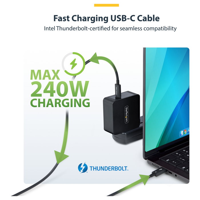 StarTech.com Cable Thunderbolt 5 TBLT5MM1M240W de 1 m, 80-120 Gbps, 240W, Negro