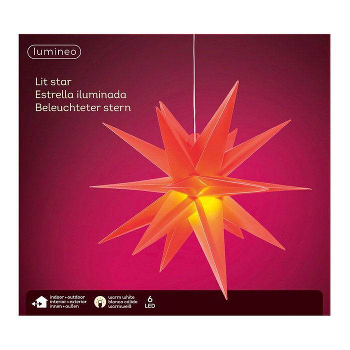 Lumineo Estrella led roja Ø40 x 40 cm 6 leds exterior luz cálida