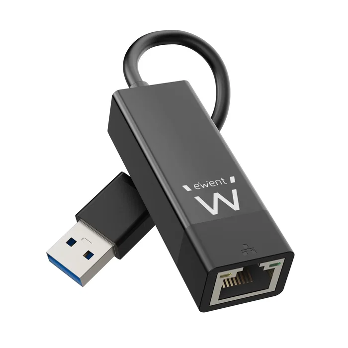 Ewent EW1017 - Adaptador y Tarjeta de Red Gigabit Ethernet 1000 Mbit/s, USB 3.2 Gen 1 y 2.0, para PC y Portátil, Negro