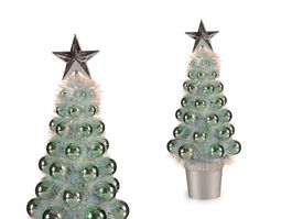 Krist+ Árbol de Navidad Menta Iridiscente con Bolas Pequeñas 12 x 30 x 12 cm (Set de 24)
