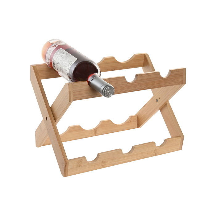 DKD Home Decor Botellero de Bambú Plegable para 6 Botellas, Natural DKD Home Decor Botellero de Bambú Plegable para 6 Botellas, Natural