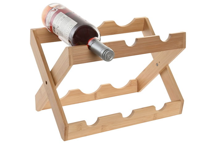 DKD Home Decor Botellero Bambu Natural 6 Botellas Plegable 20 x 35.5 x 29.5 cm