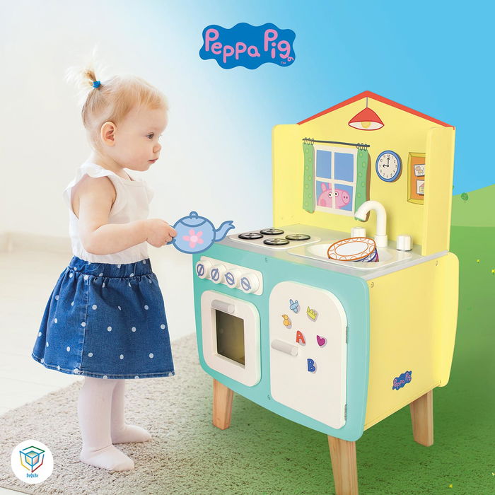 Deqube Peppa Pig Cocina de Madera 45x70x30cm Juguete Infantil +2 Años
