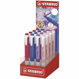 Stabilo Marcador Fluorescente Swing Cool Nature Wildflowers 4 Colores Surtidos (Azul, Burdeos, Violeta Grisaceo, Rubor), Punta Biselada, Expositor 16 Unidades