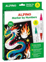 ALPINO Kit Pintar por Números Dragón con 16 Colores