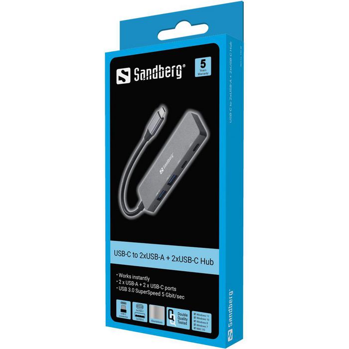 Sandberg Hub USB-C a 2xUSB-A + 2xUSB-C para Ordenador