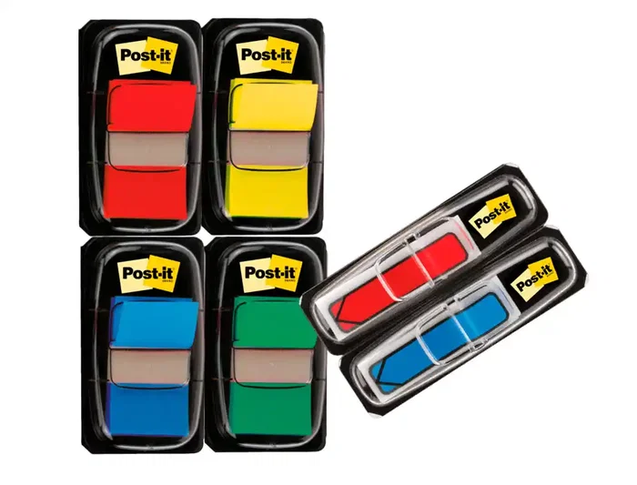 Post-it Banderitas Separadoras 11,9x43,2 mm Dispensador 60 Hojas + 40 Hojas Gratis 5 Colores Surtidos