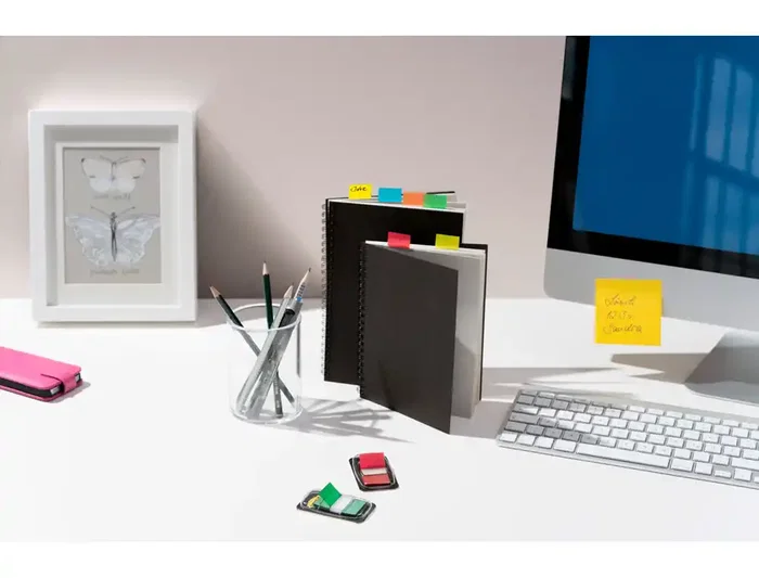 Post-it Banderitas Separadoras 11,9x43,2 mm Dispensador 60 Hojas + 40 Hojas Gratis 5 Colores Surtidos