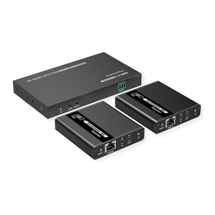 VALUE HDMI Splitter 3fach 14.99.3464 con Extensión por TP hasta 40 m, Versión HDMI 1.4, Transmisor y Receptor de Señales AV