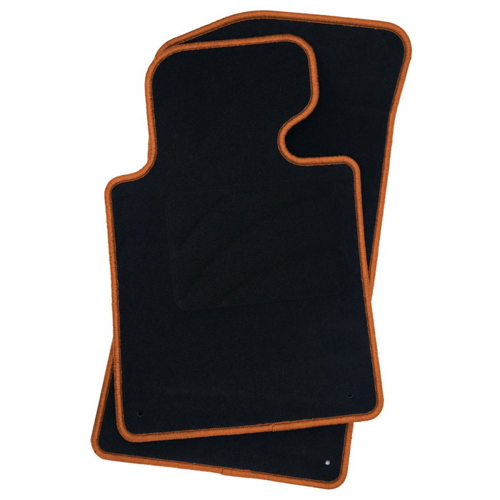 OCC Design Alfombrillas Coche a Medida 5 Piezas para Volkswagen Bora (1998-2005) con Ribete Naranja - Referencia OCCVW0009YE