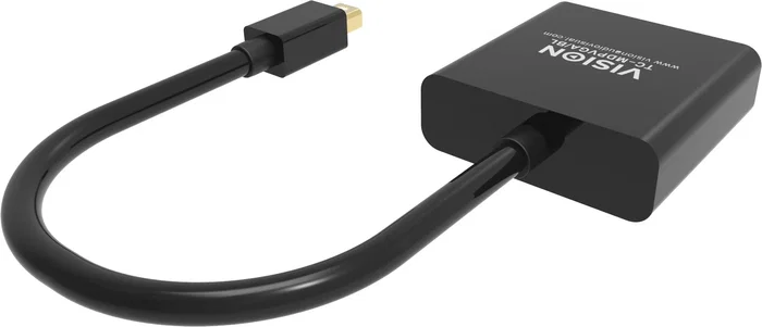 Vision TC-MDPVGA/BL Adaptador Mini DisplayPort a VGA, Resolución Máxima 1920x1080, Negro