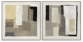 DKD Home Decor Cuadros Abstractos de Yute y PS, Pack de 2