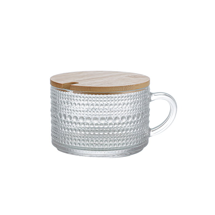 Inde Azucarero Vidrio Tapa Bambú 400ml 13.5x10.5x7cm La Mediterrane (24 Unidades)