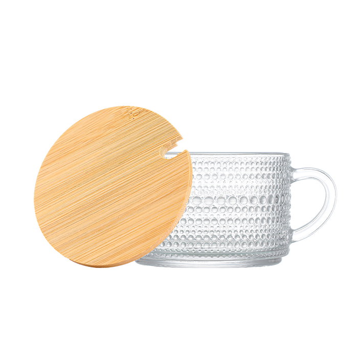 Inde Azucarero Vidrio Tapa Bambú 400ml 13.5x10.5x7cm La Mediterrane (24 Unidades)