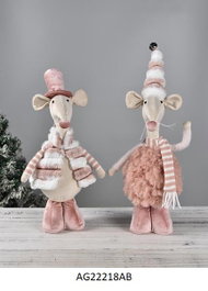 DKD Home Decor Figura de Ratón en Poliéster, Pack de 2, Rosa