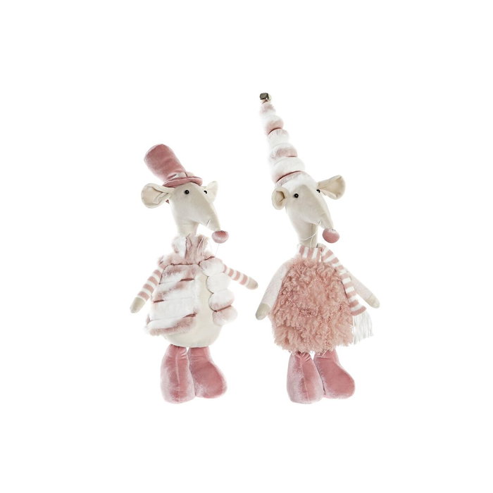 DKD Home Decor Figura de Ratón en Poliéster, Pack de 2, Rosa DKD Home Decor Figura de Ratón en Poliéster, Pack de 2, Rosa
