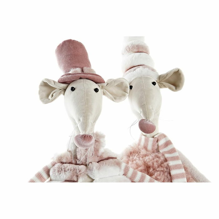 DKD Home Decor Figura de Ratón en Poliéster, Pack de 2, Rosa DKD Home Decor Figura de Ratón en Poliéster, Pack de 2, Rosa