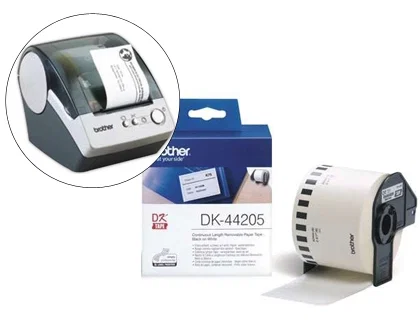 Brother DK-44205 Cinta Continua de Papel Térmico Removible Blanco 62mm x 30,48m