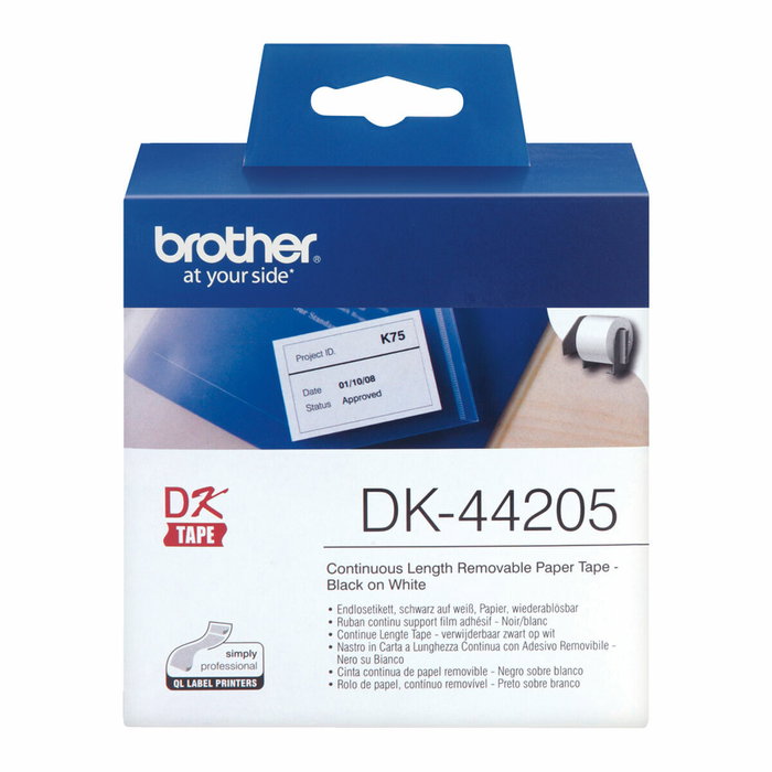 Brother DK-44205 Cinta Continua de Papel Térmico Removible Blanco 62mm x 30,48m