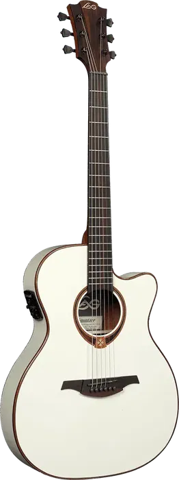 LAG Guitarra Acústica Auditorium Slim Cutaway Tramontane 118 A/E - Ivory White