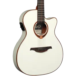 LAG Guitarra Acústica Auditorium Slim Cutaway Tramontane 118 A/E - Ivory White