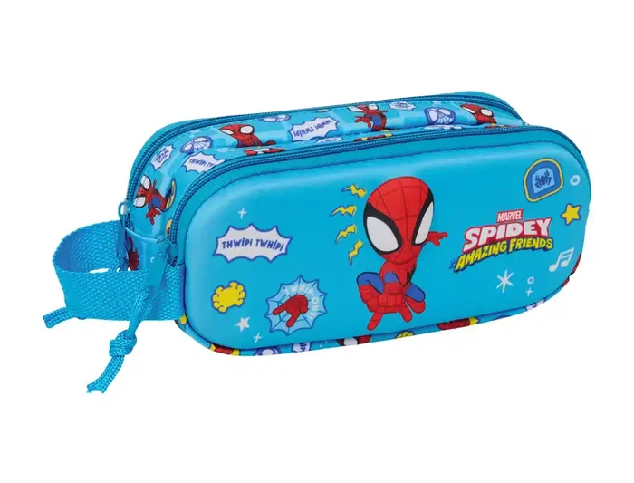 Safta Estuche Portatodo Doble con Diseño 3D Spidey, 2 Compartimentos con Cremallera, Dimensiones 80x60x210 mm Safta Estuche Portatodo Doble con Diseño 3D Spidey, 2 Compartimentos con Cremallera, Dimensiones 80x60x210 mm