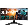 GIGABYTE GS34WQC 34" Monitor de juegos curvo WQHD - 3440 x 1440 (WQHD), 300Hz, 1ms, 250 cd/m², FreeSync Premium, preparado para HDR, HDMI 2.0, DisplayPort 1.4