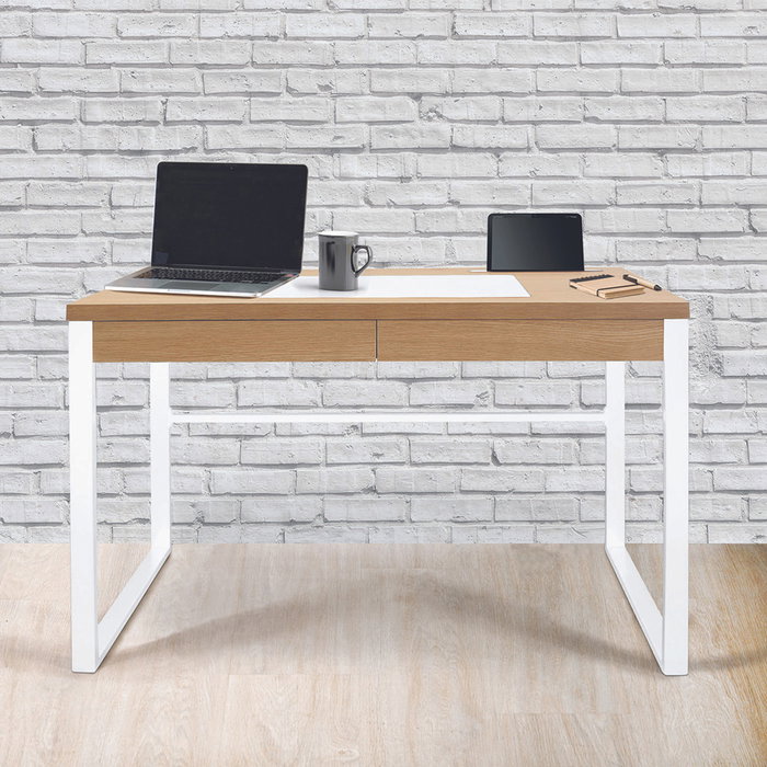 Home Deco Factory Escritorio Madera y Metal con Cajón, Medidas 100x50x74 cm