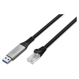 Digitus Adaptador USB 3.2 A a RJ45 Gigabit Ethernet LAN, Cable 15 m Negro, Cat6a S/FTP, Plug & Play - Conectividad de Red