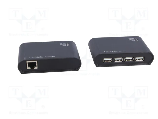 LogiLink UA0230 Extensor USB 2.0 con Hub de 4 puertos, 50 m, Negro LogiLink UA0230 Extensor USB 2.0 con Hub de 4 puertos, 50 m, Negro
