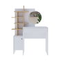 Hanah Home Mesa de Maquillaje Blanca y Roble con Espejo y Estantes, Tablero Melamina 105x151x35cm