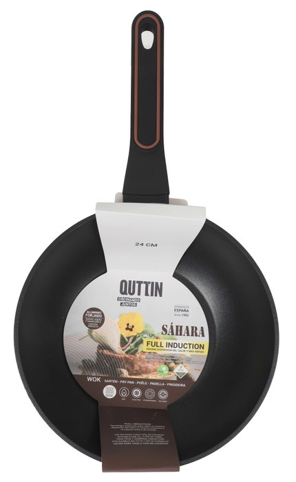 Quttin Wok de Aluminio Forjado con Mango Soft Full Sahara, 24 cm (6 Unidades)