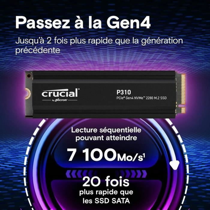 Crucial P310 4 TB M.2 PCIe Gen4 NVMe con disipador