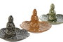 DKD Home Decor Soporte Incienso Oriental Gres Verde Mostaza Gris Buda 10.5 x 7 x 10.5 cm (12 Unidades)