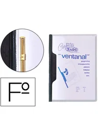 Saro Carpeta dossier con fastener plástico y ventana negra, formato folio