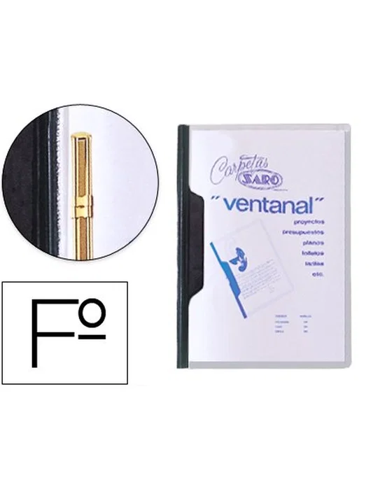 Saro Carpeta dossier con fastener plástico y ventana negra, formato folio Saro Carpeta dossier con fastener plástico y ventana negra, formato folio