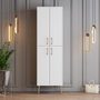 Hanah Home Berlin A Mueble Zapatero Blanco y Dorado 60x202x35 cm