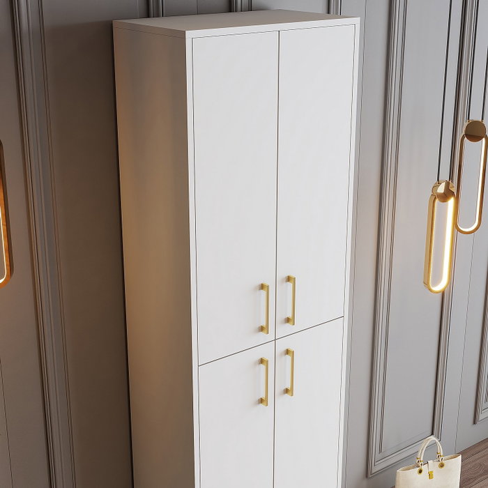 Hanah Home Berlin A Mueble Zapatero Blanco y Dorado 60x202x35 cm