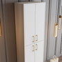 Hanah Home Berlin A Mueble Zapatero Blanco y Dorado 60x202x35 cm