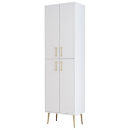Hanah Home Berlin A Mueble Zapatero Blanco y Dorado 60x202x35 cm