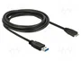 DeLOCK Cable USB 3.2 Gen 1 de Tipo-A a Micro-B de 3 m, Negro