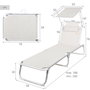 AKTIVE Tumbona Plegable de Aluminio con Textil y Parasol
