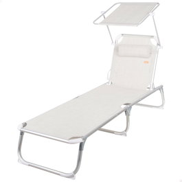 AKTIVE Tumbona Plegable de Aluminio con Textil y Parasol