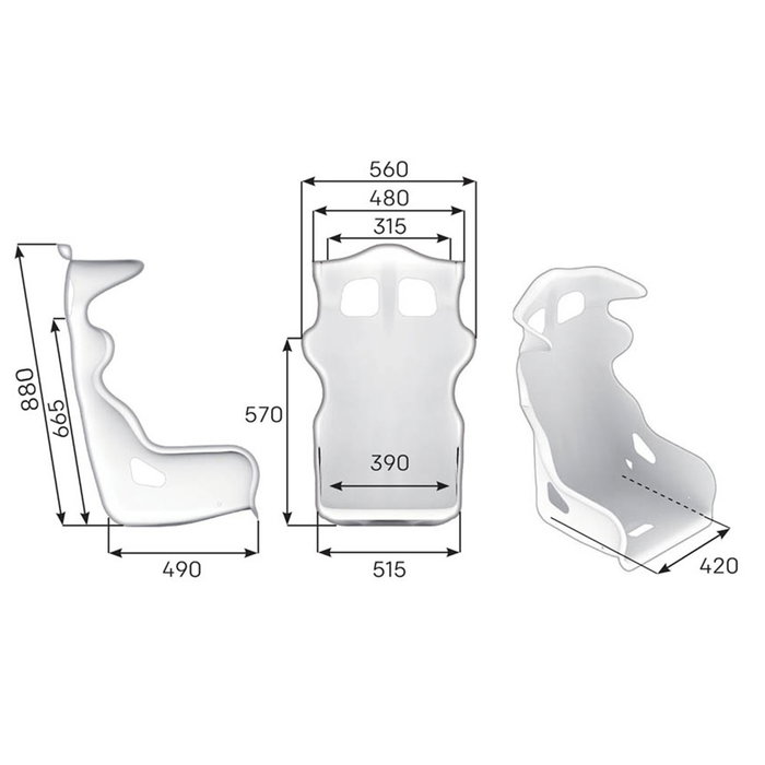 OMP Asiento Racing HTE-R Homologado FIA 8855-1999, Baquet de Fibra de Vidrio, Negro, Modelo OMPHA0-0772-B01-071