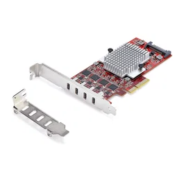 StarTech.com Tarjeta PCIe USB-C de 4 Puertos USB 3.2 10Gb - Rojo