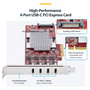 StarTech.com Tarjeta PCIe USB-C de 4 Puertos P10Q4C-USB-CARD 10Gbps