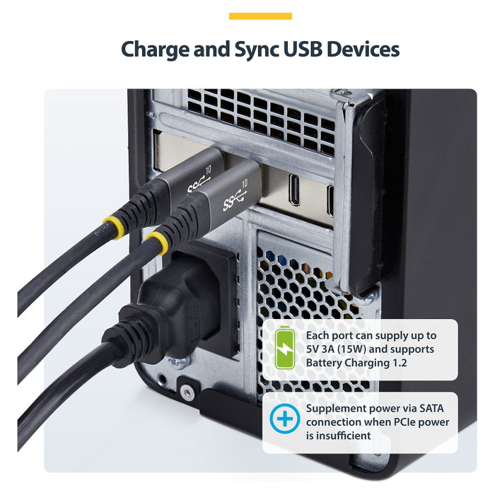 StarTech.com Tarjeta PCIe USB-C de 4 Puertos P10Q4C-USB-CARD 10Gbps