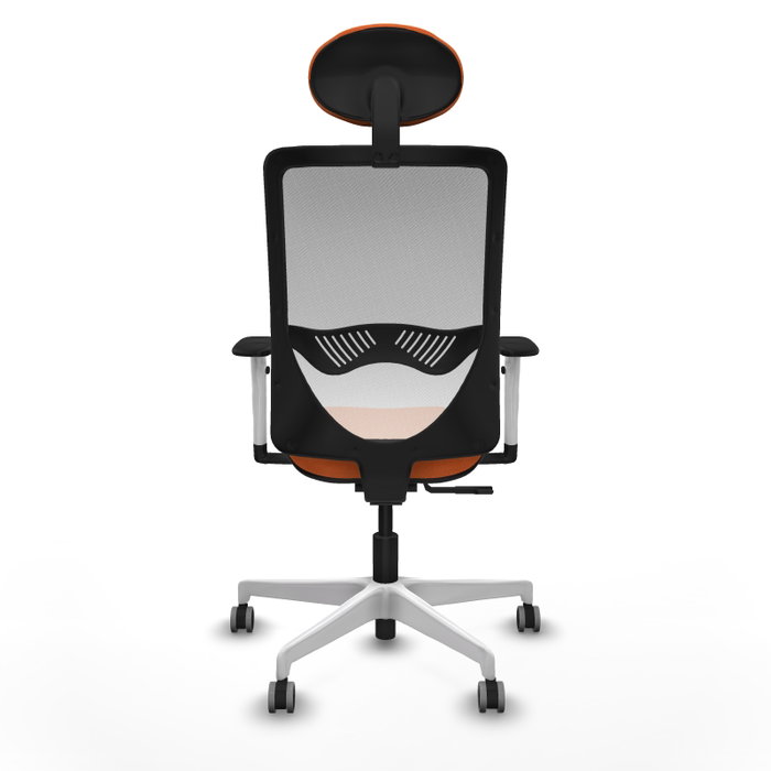 PIQUERAS Y CRESPO Silla de oficina Zulema con mecanismo Sincro, Tela Naranja y Malla Blanca PIQUERAS Y CRESPO Silla de oficina Zulema con mecanismo Sincro, Tela Naranja y Malla Blanca