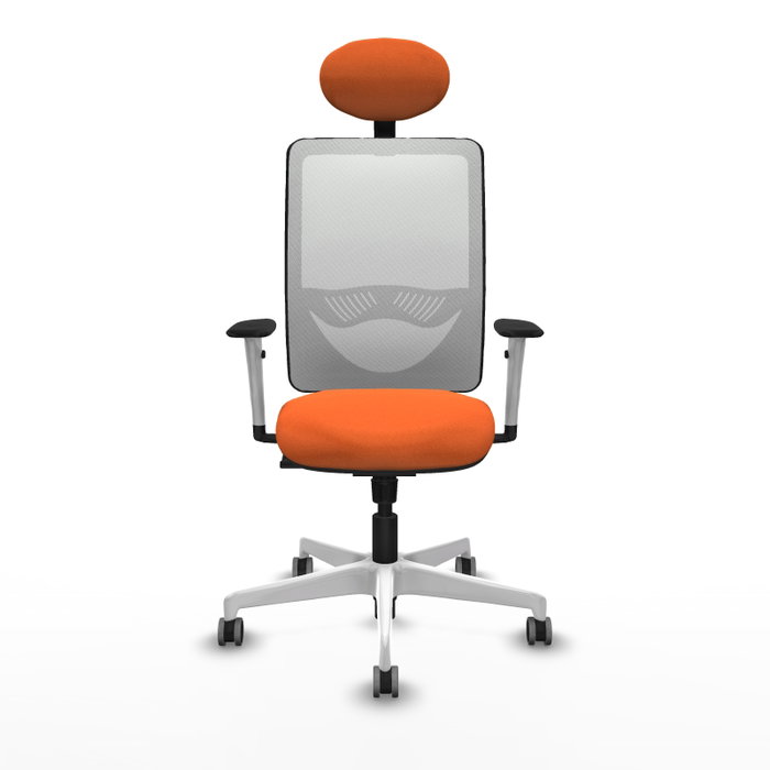 PIQUERAS Y CRESPO Silla de oficina Zulema con mecanismo Sincro, Tela Naranja y Malla Blanca PIQUERAS Y CRESPO Silla de oficina Zulema con mecanismo Sincro, Tela Naranja y Malla Blanca