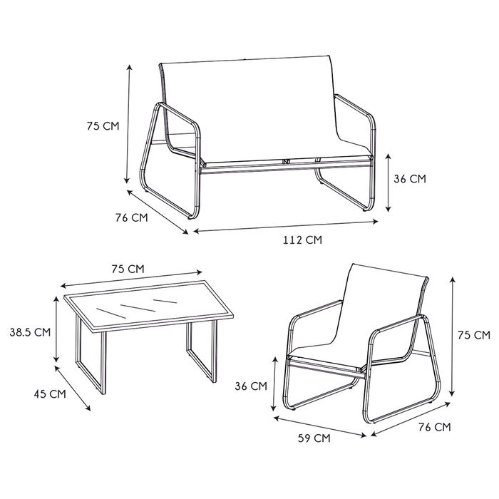 Home Deco Factory Muebles Jardín 4 Piezas Samoa